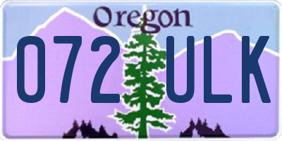 OR license plate 072ULK