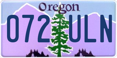 OR license plate 072ULN