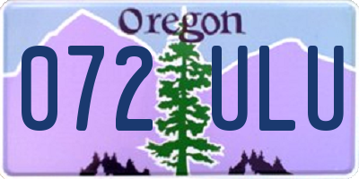 OR license plate 072ULU
