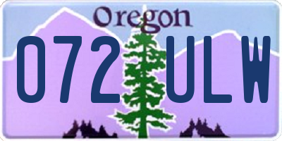OR license plate 072ULW