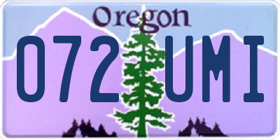 OR license plate 072UMI