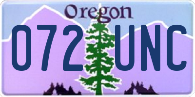 OR license plate 072UNC