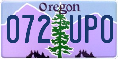 OR license plate 072UPO