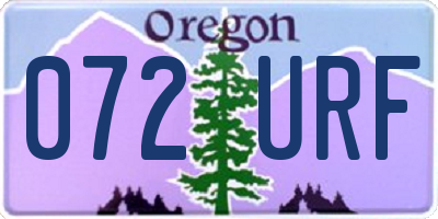 OR license plate 072URF