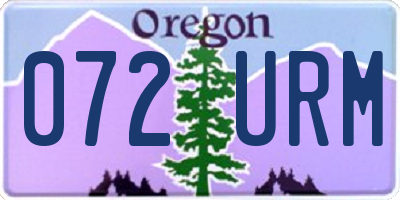 OR license plate 072URM
