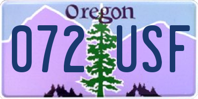 OR license plate 072USF