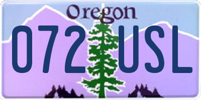 OR license plate 072USL