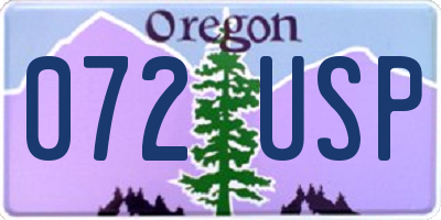 OR license plate 072USP