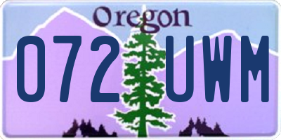OR license plate 072UWM