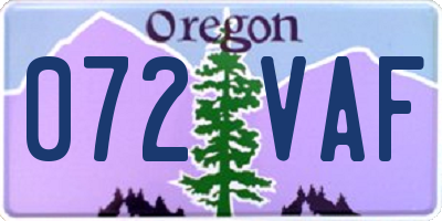 OR license plate 072VAF
