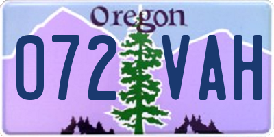 OR license plate 072VAH