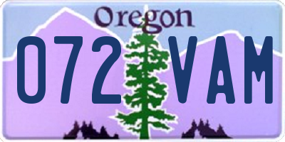 OR license plate 072VAM