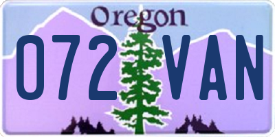OR license plate 072VAN