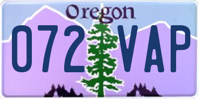 OR license plate 072VAP