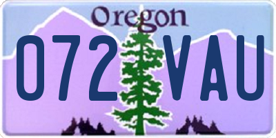 OR license plate 072VAU