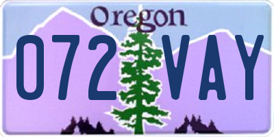 OR license plate 072VAY