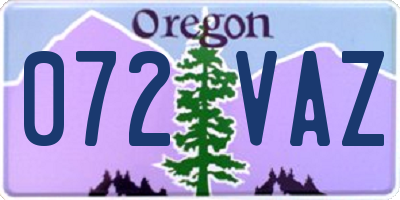 OR license plate 072VAZ