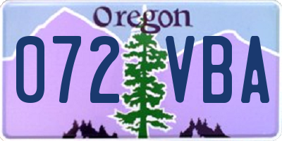 OR license plate 072VBA