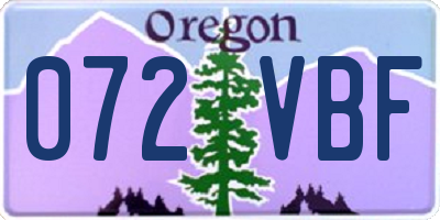 OR license plate 072VBF
