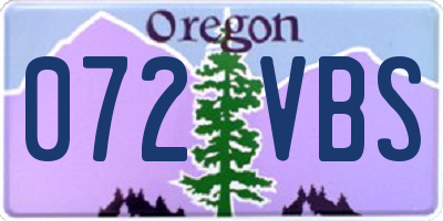 OR license plate 072VBS
