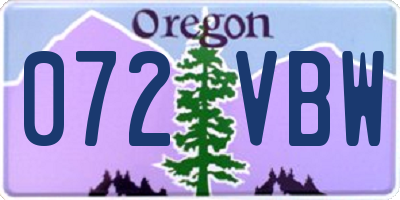 OR license plate 072VBW