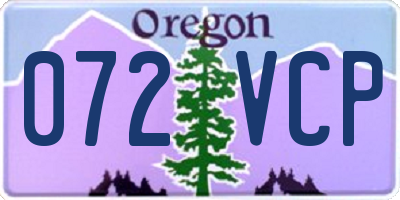 OR license plate 072VCP