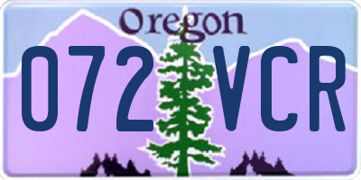 OR license plate 072VCR