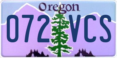 OR license plate 072VCS