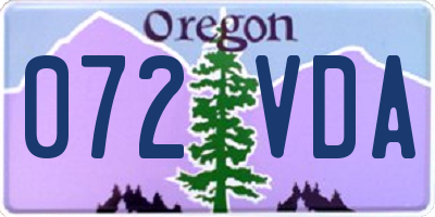 OR license plate 072VDA