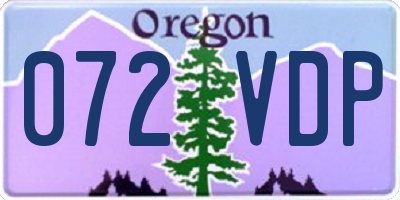 OR license plate 072VDP