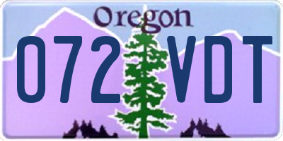 OR license plate 072VDT