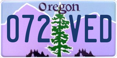 OR license plate 072VED