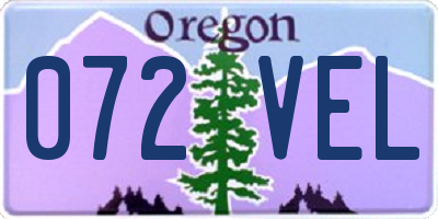 OR license plate 072VEL