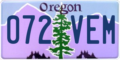OR license plate 072VEM