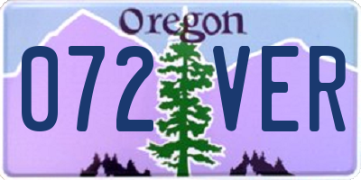 OR license plate 072VER