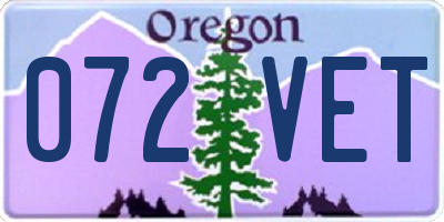 OR license plate 072VET