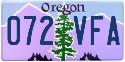 OR license plate 072VFA