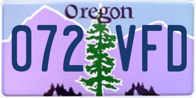 OR license plate 072VFD