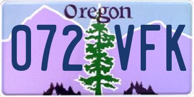 OR license plate 072VFK