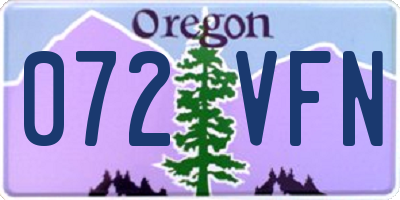 OR license plate 072VFN