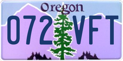 OR license plate 072VFT