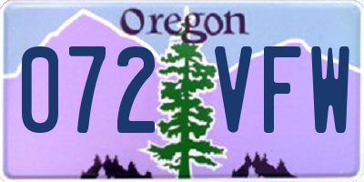 OR license plate 072VFW