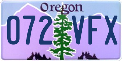 OR license plate 072VFX