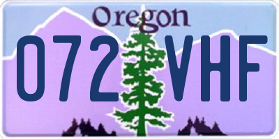 OR license plate 072VHF