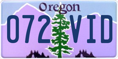 OR license plate 072VID