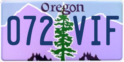 OR license plate 072VIF