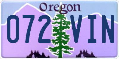 OR license plate 072VIN