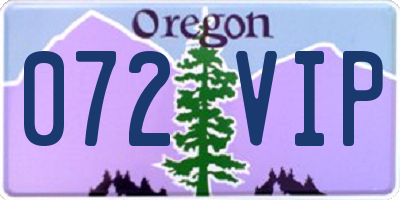 OR license plate 072VIP