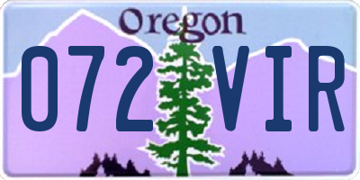 OR license plate 072VIR