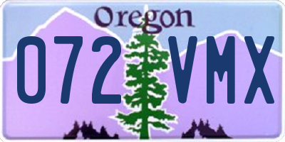 OR license plate 072VMX